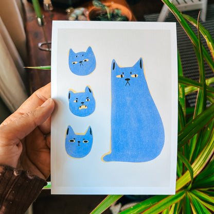 Blue Cat - Archival Art Print